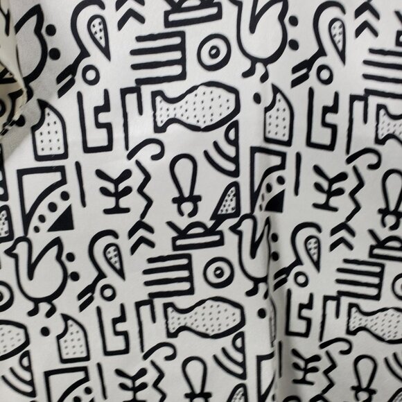 Sante Classics Kaftan Long Pullover White Black Ancient Hieroglyphics OSFM - Picture 5 of 9